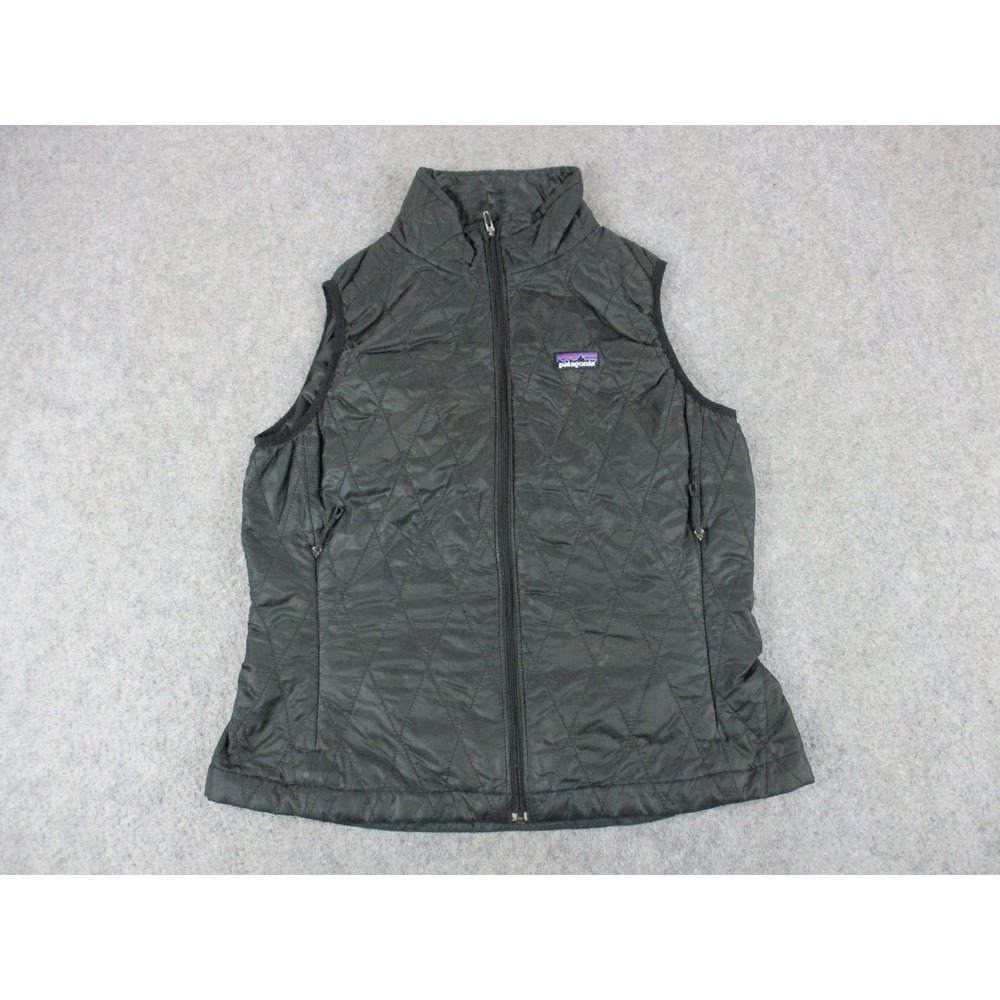 Patagonia Vest Womens Small Black Nano Puff Quilted Zip Up Lightweight Primaloft